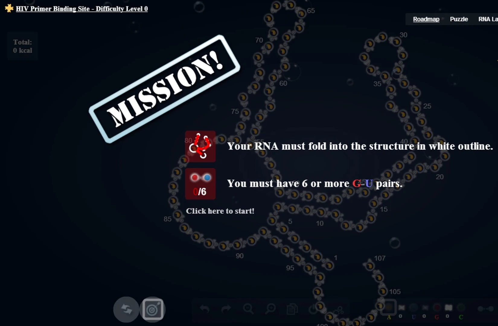 A level screen in an earlier Eterna game