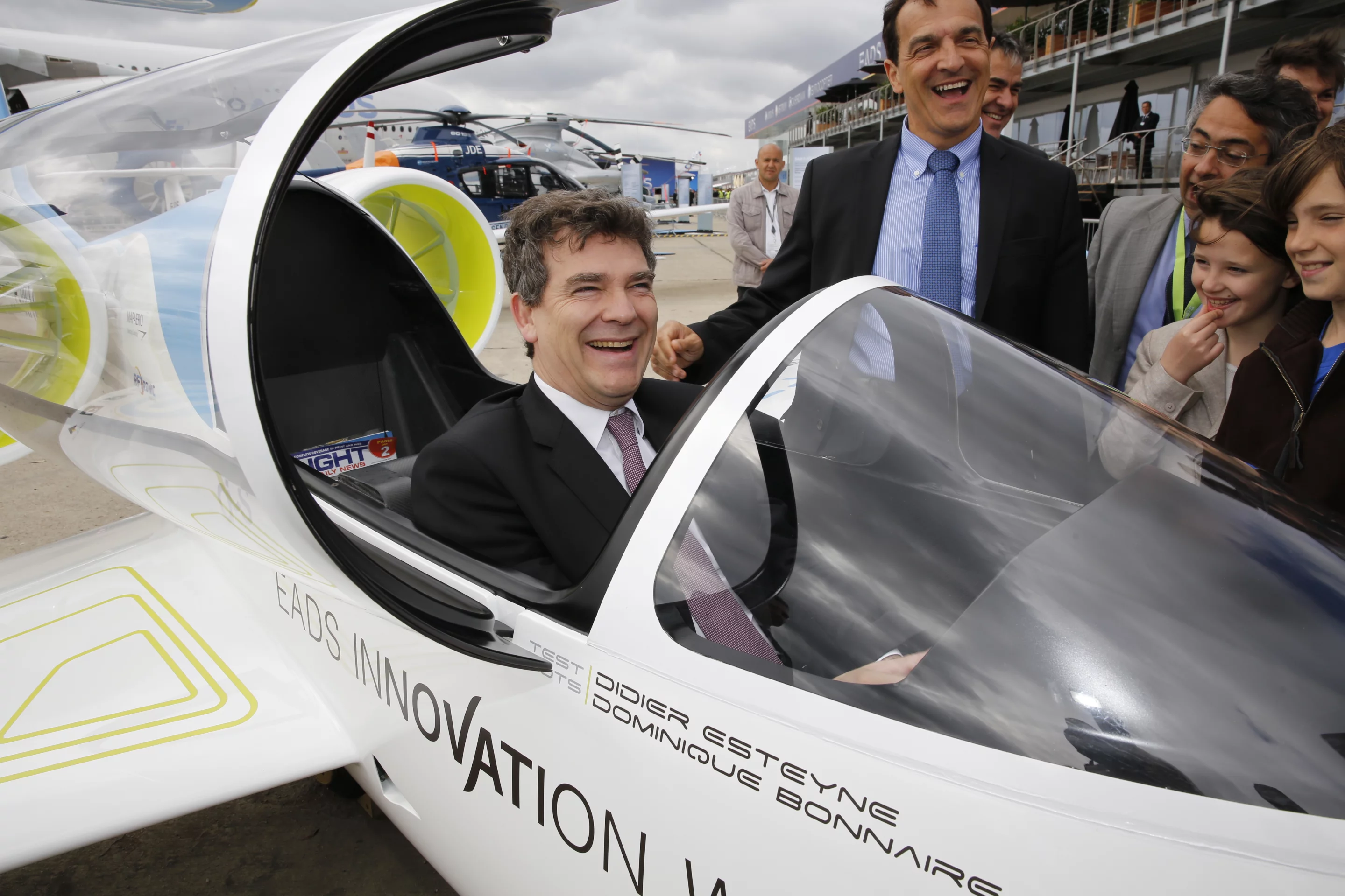 Arnaud Montebourg, French Minister of Industrial Renewal visits Airbus Group (formerly EADS) at Paris Airshow 2013