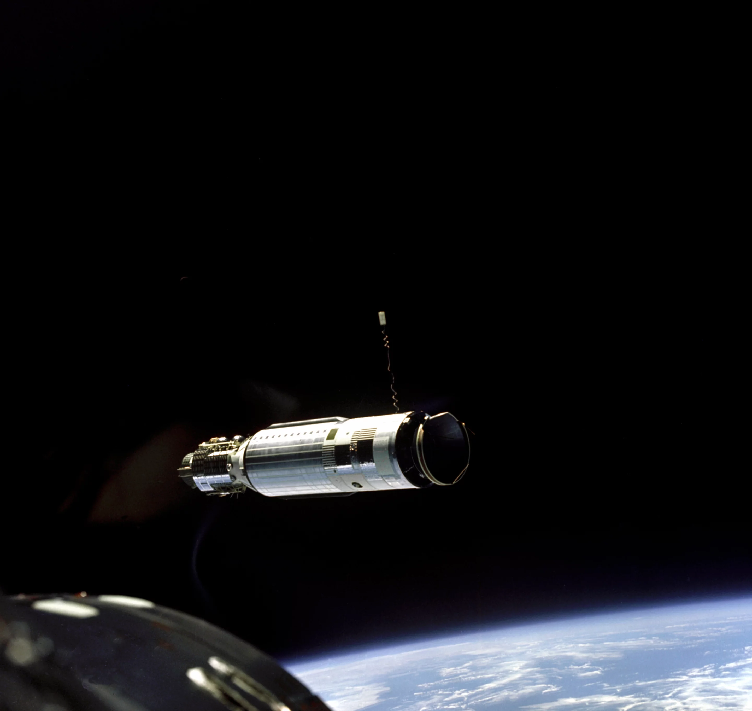 View of target spacecraft prior to the first-ever rendezvous and docking in orbit as shot from Gemini VIII (Photo: NASA)