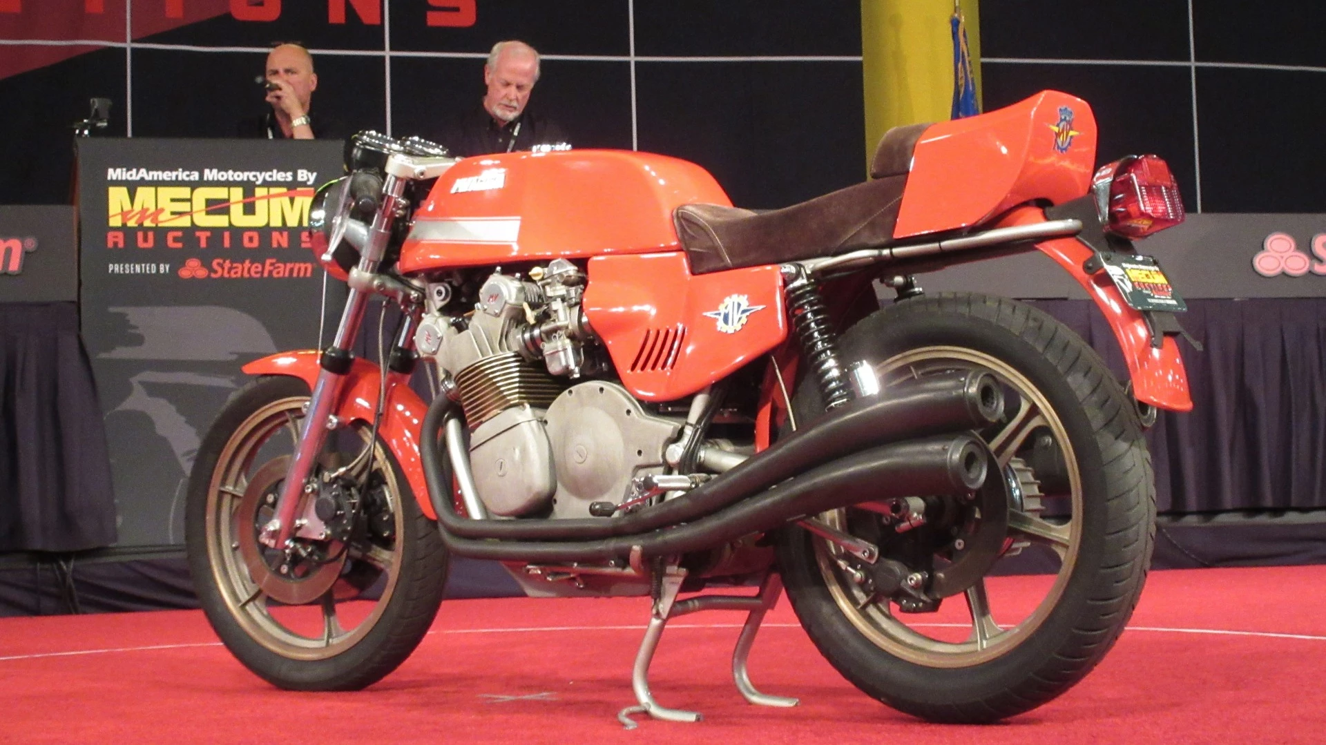 $57,750 – 1974 MV Agusta 750 - The third MV Agusta 750 (Mecum Lot S184) in Las Vegas is an example of what happens when you deviate from standard specification. The 912 cc engine of this bike is the work of master MV Agusta builder Albert Bold, and has handmade billet cylinders, a Magni style head with larger stainless valves, aluminum bronze seats, and larger intake ports, an upgraded set of Magni 30mm Dellorto carburetors and the highest engine# in the MV Registry (#221-0395). It is most certainly one of the last, if not the last America from MV. Despite the heritage, it went for half price.