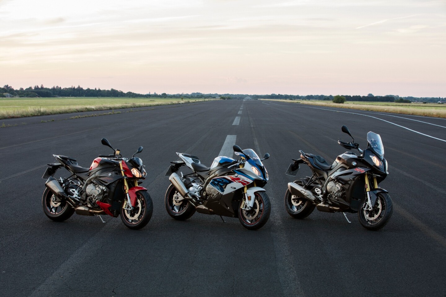 The 2017 BMW S 1000 R (left), RR (middle) and XR (right)