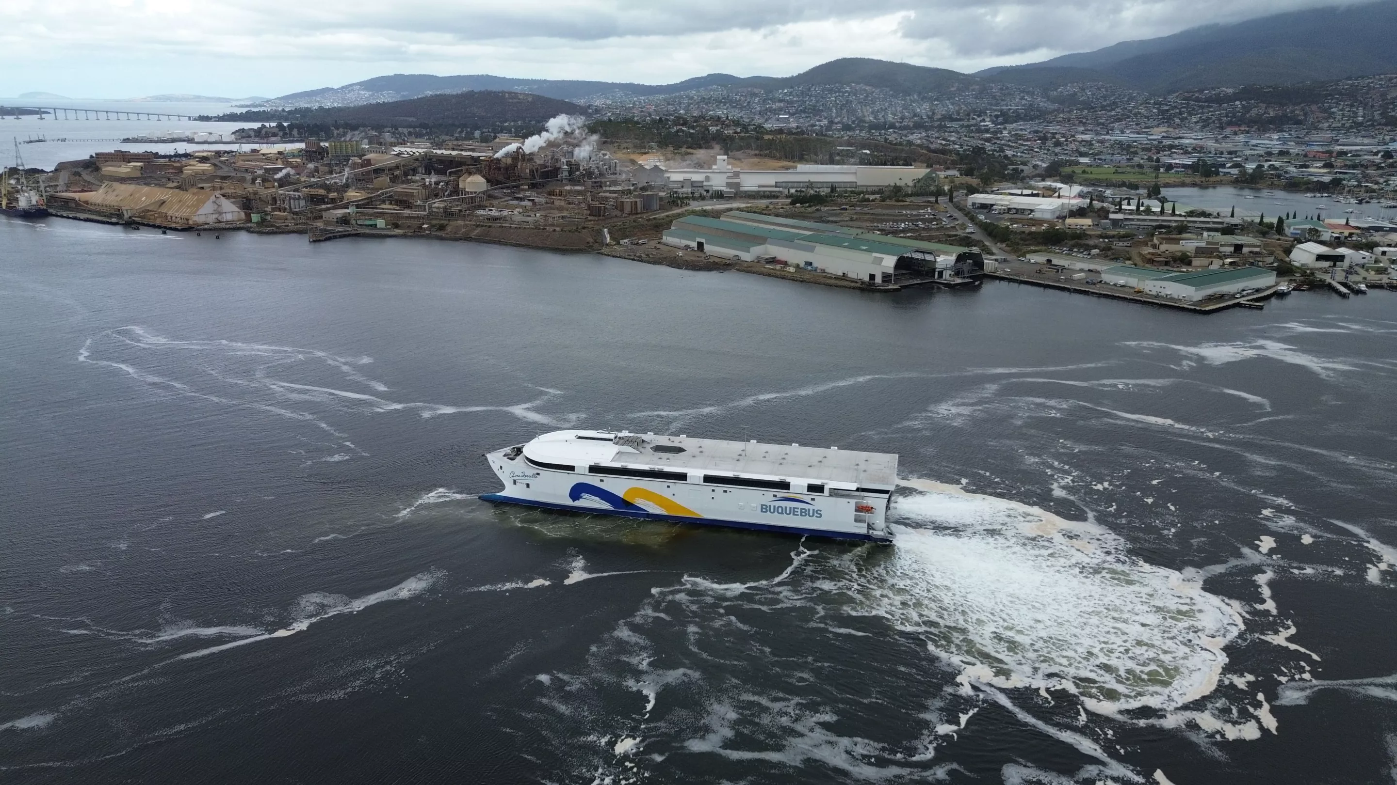 Incat’s Hull 096 maiden voyage: its harbor trials on the River Derwent in Hobart, Tasmania