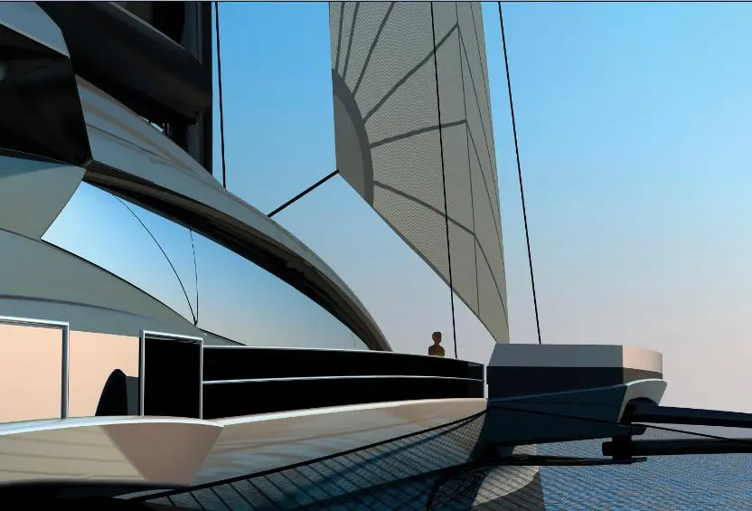 Ultraluxum calls the CXL 160 the world's largest sailing trimaran with folding hull beams