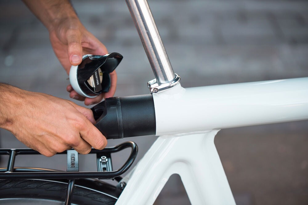 The Pressed E-bike's removable battery