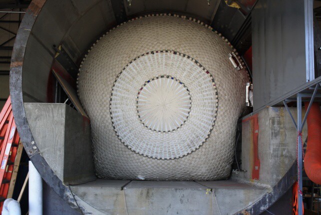 The giant plug in tests using a specially-built test tunnel (Photo: E.M.Sosa, WVU)