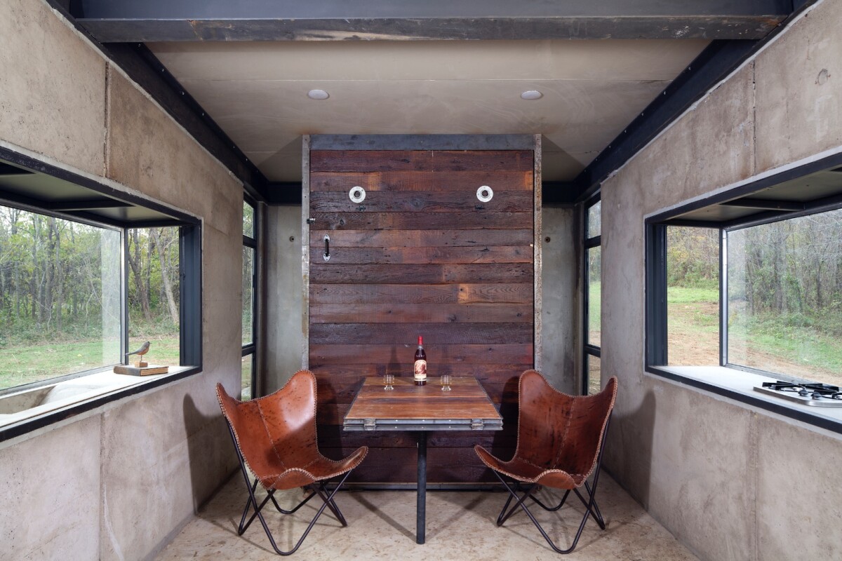 The Lost Whisky Concrete Cabin consists of pre-cast concrete panels and concrete skinned SIPs (structurally insulated panels)