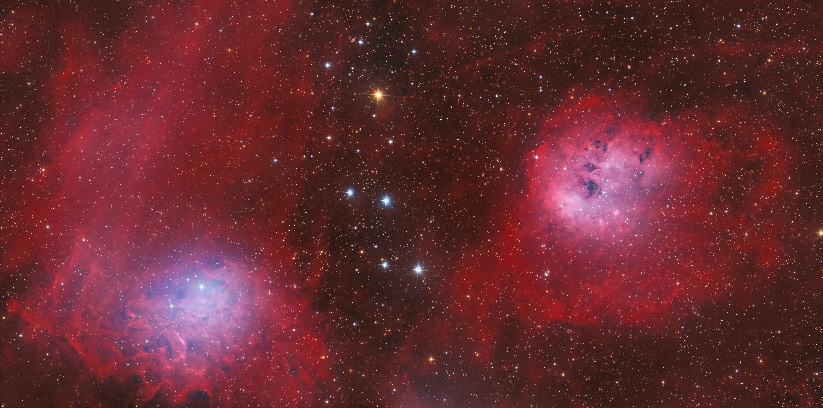 Young Astronomy Photographer of the Year Runner-Up: IC 405 and IC 410: The Flaming Star and Tadpole Nebulae © Sonny Chart (UK), aged 15. The photographer's first ever mosaic, showcasing two nebulae