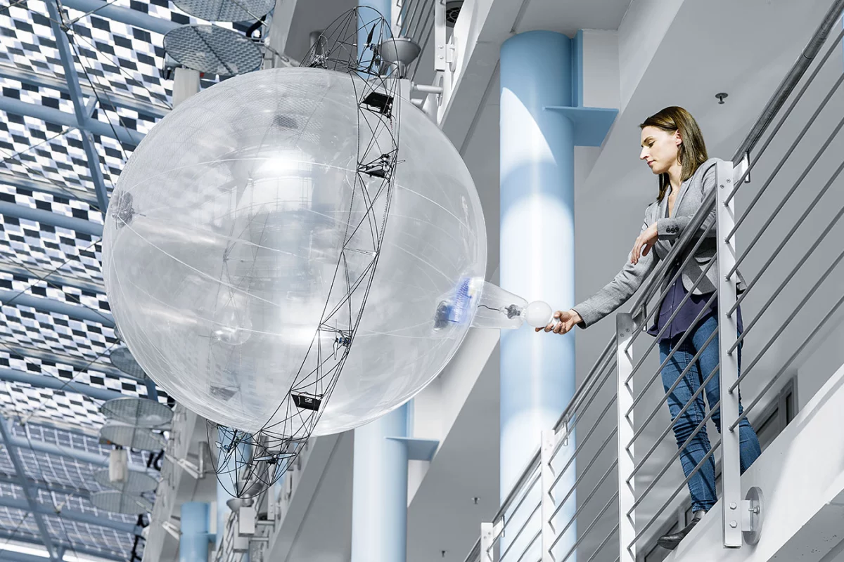 Festo says its FreeMotionHandling concept can stay in the air longer than traditional drones and can recognize objects by itself