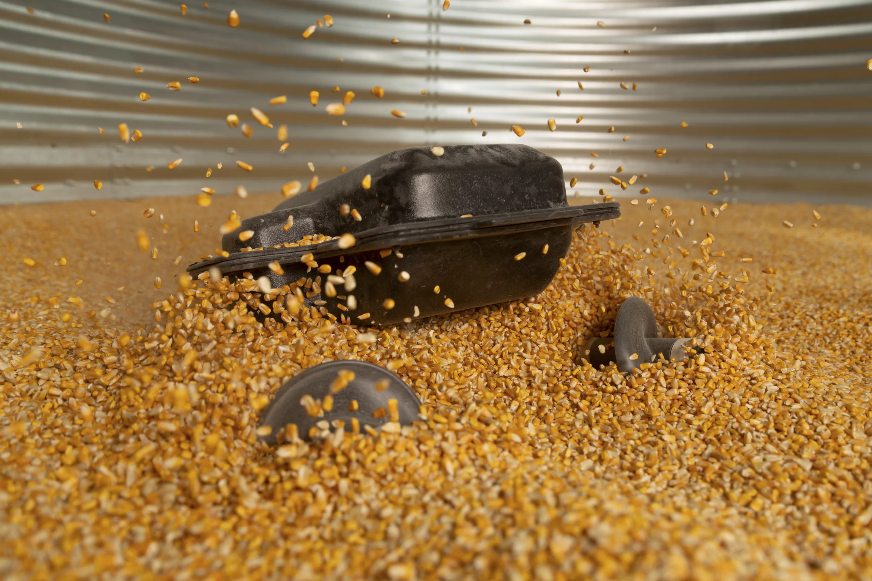 The Grain Weevil robot flails its way through a bin full of corn grain