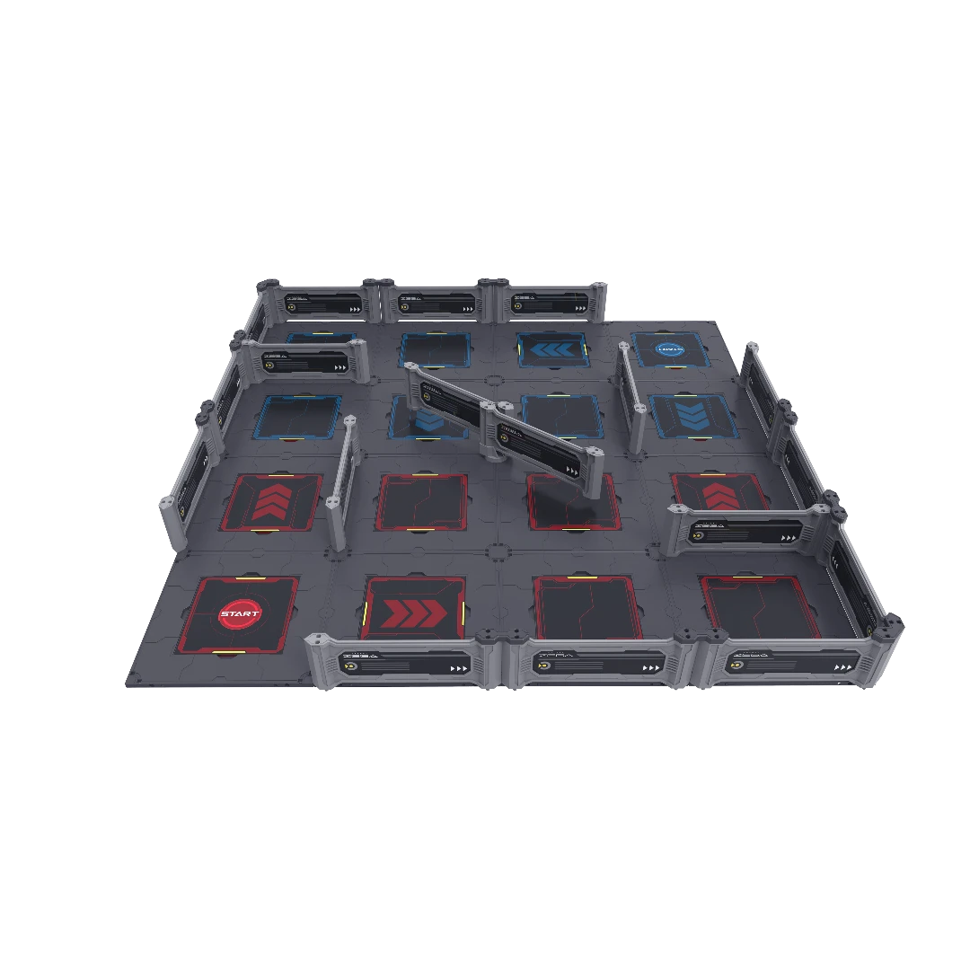The basic set includes pieces to make a dizzying array of arenas for play