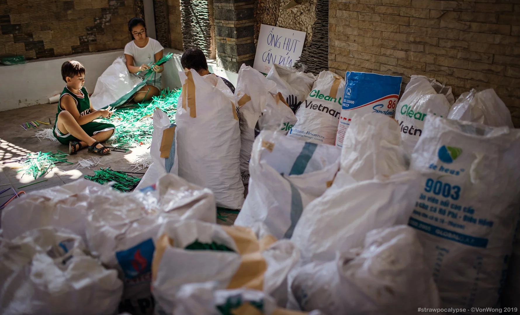 Volunteers collected thousands upon thousands of straws for the Strawpocalypse installation
