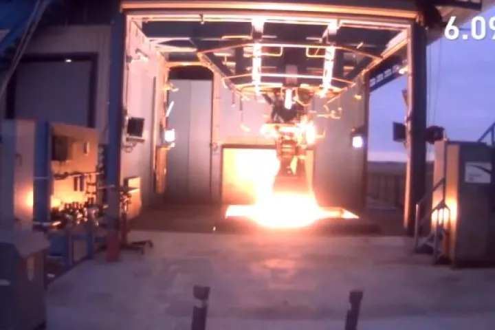 The Merlin 1D engine, being tested at the SpaceX rocket development facility