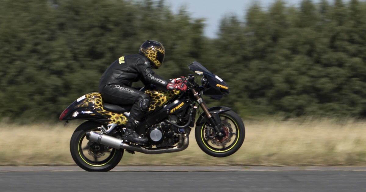 The 11th Motorcycle World Wheelie Championship shoots at 210+ mph on