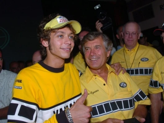 Valentino and Giacomo Agostini pictured together in 2005 - without doubt the two greatest of all-time