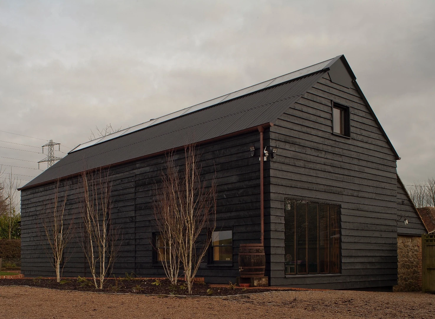 The main barn exterior, side-on