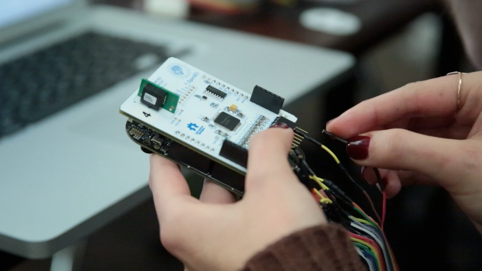 The board has eight channels for plugging in sensors, and can be daisy-chained to additional boards