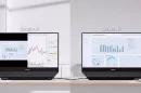 Each screen can operate independently for two users sharing one display unit to save space, or the main screen (A) can display full information while the second screen (B) shows cloned information for customer facing
