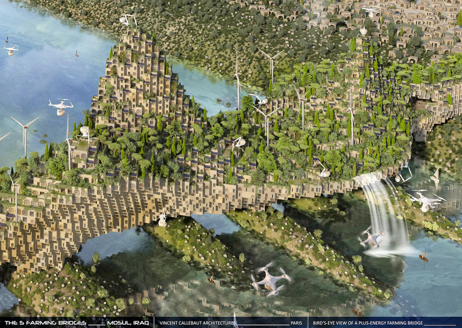 The 5 Farming Bridges proposal was designed for the Rifat Chadirji Prize for Architecture competition