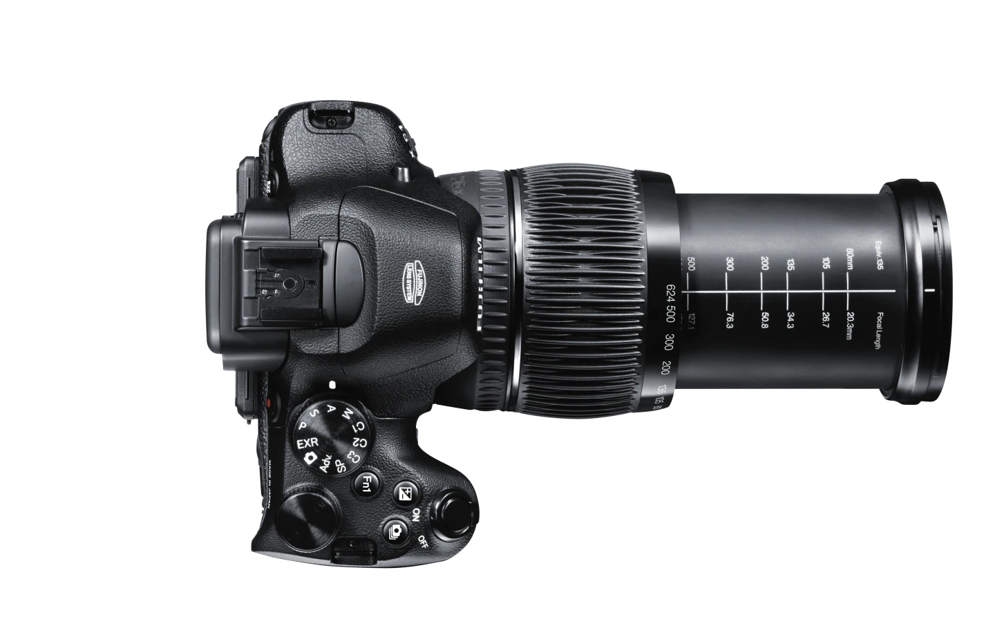 Top view of the new X-S1 superzoom - featuring PASM exposure control, hot shoe mount and a 26x optical zoom lens