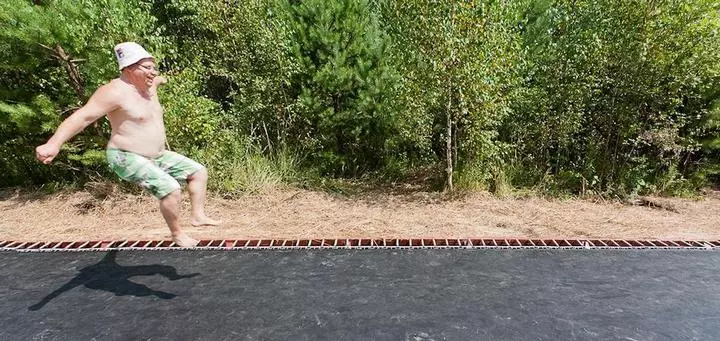 During the Archstoyanie Festival the trampoline road was used by visitors as a fun and fast way to get from one end of the park to the other