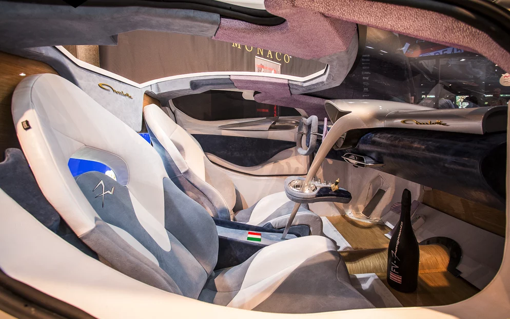 The interior doesn't need an aquarium to catch show goer attention, but the built-in fish tank sure doesn't hurt its chances