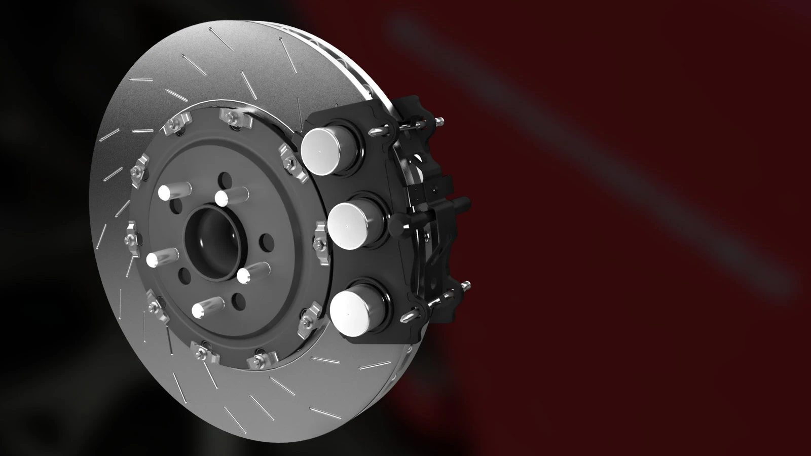 The front brake caliper features 6 pistons