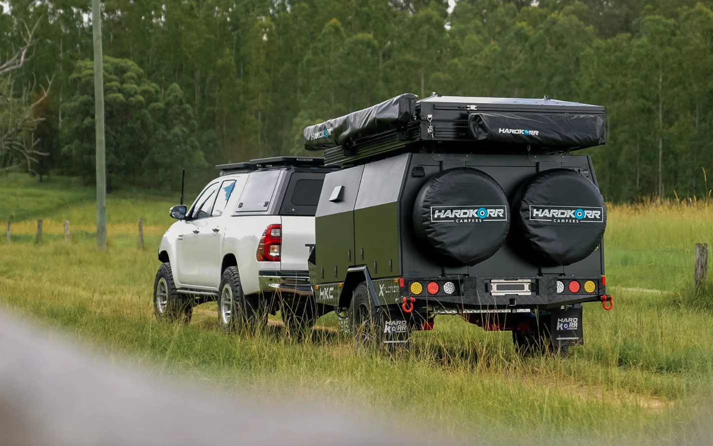 Hardkorr isn't just a name – its campers have a rock-solid, go-anywhere construction with galvanized steel chassis, heavy-duty independent suspension and mud-terrain tires