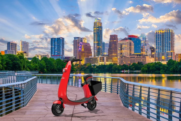 OjO Electric and Austin Commuter Scooter will give ridesharers the opportunity to stand or sit while scooting through Austin