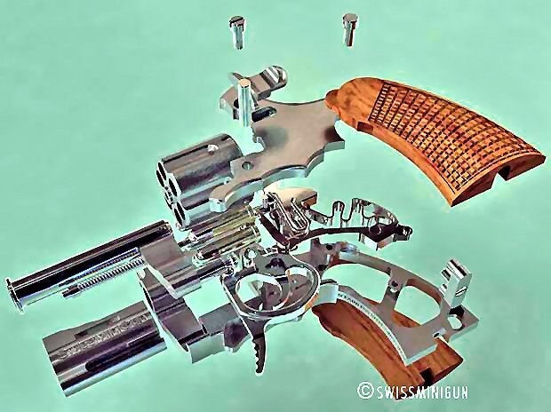 Exploded view of the SwissMiniGun C1ST revolver (Photo: SwissMiniGun)