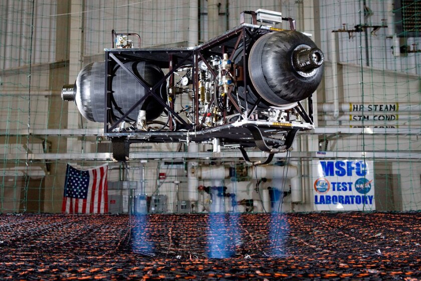 The first version of the lander used compressed air (Photo: David Higginbotham, NASA Marshall )