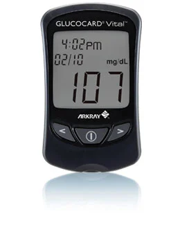 Glucocard Vital meter can produce a test result in about seven seconds