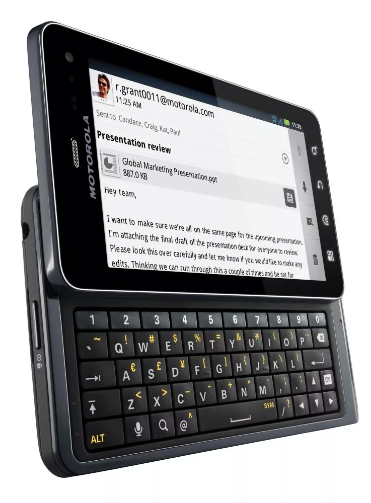 Motorola DROID 3 Android 2.3 smartphone comes with a full QWERTY keyboard, 4-inch qHD touchscreen, 8-megapixel camera and Full HD 1080p video recording.