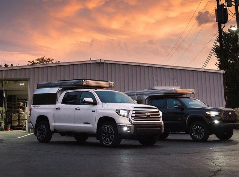 Hardsider brought two prototypes to last month's Overland Expo East show - one on a full-size Toyota Tundra, one on a midsize Tacoma