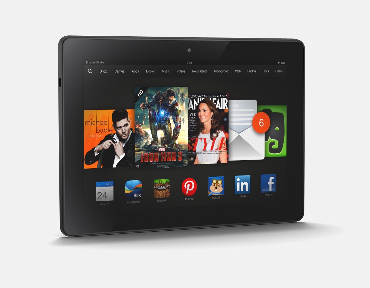 The Kindle Fire HDX 8.9 features a Snapdragon 800 quad-core processor running at 2.2 GHZ, 2 GB of RAM and up to 64 GB of storage