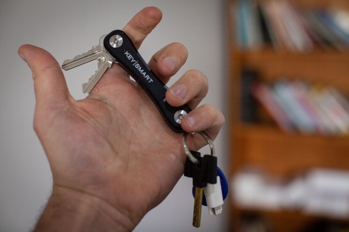 The KeySmart Pro is a key organizer that arranges your keys into a neat package