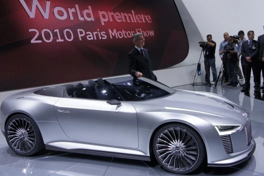 Audi's e-tron hybrid Spyder at the 2010 Paris Auto Show