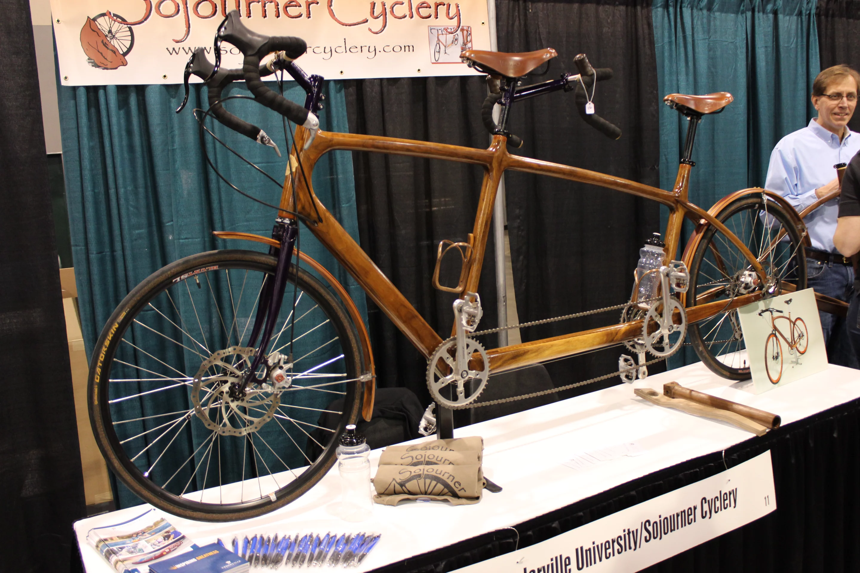 This black walnut beauty, made by Sojourner Cyclery, is one of the world's few wooden tandems