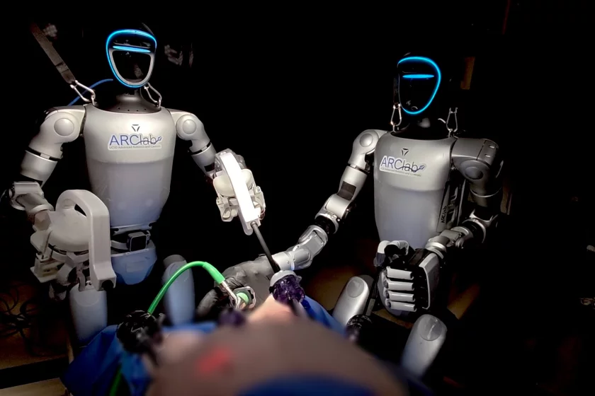 Surgeons controlled the movements of the robots remotely to perform the procedures