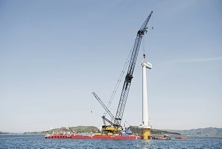 The Hywind was contstructed in the Åmøyfjord PHOTO: Geir Søvik / StatoilHydro