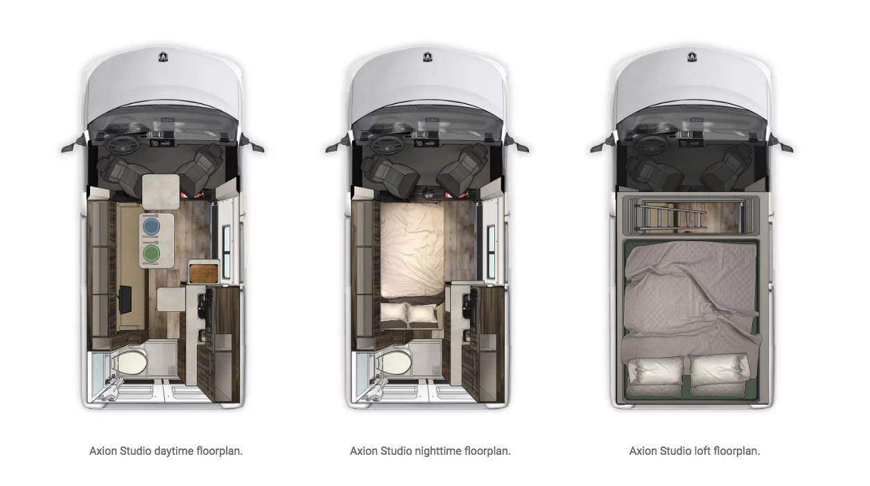 Carado Axion Studio day/night floor plans