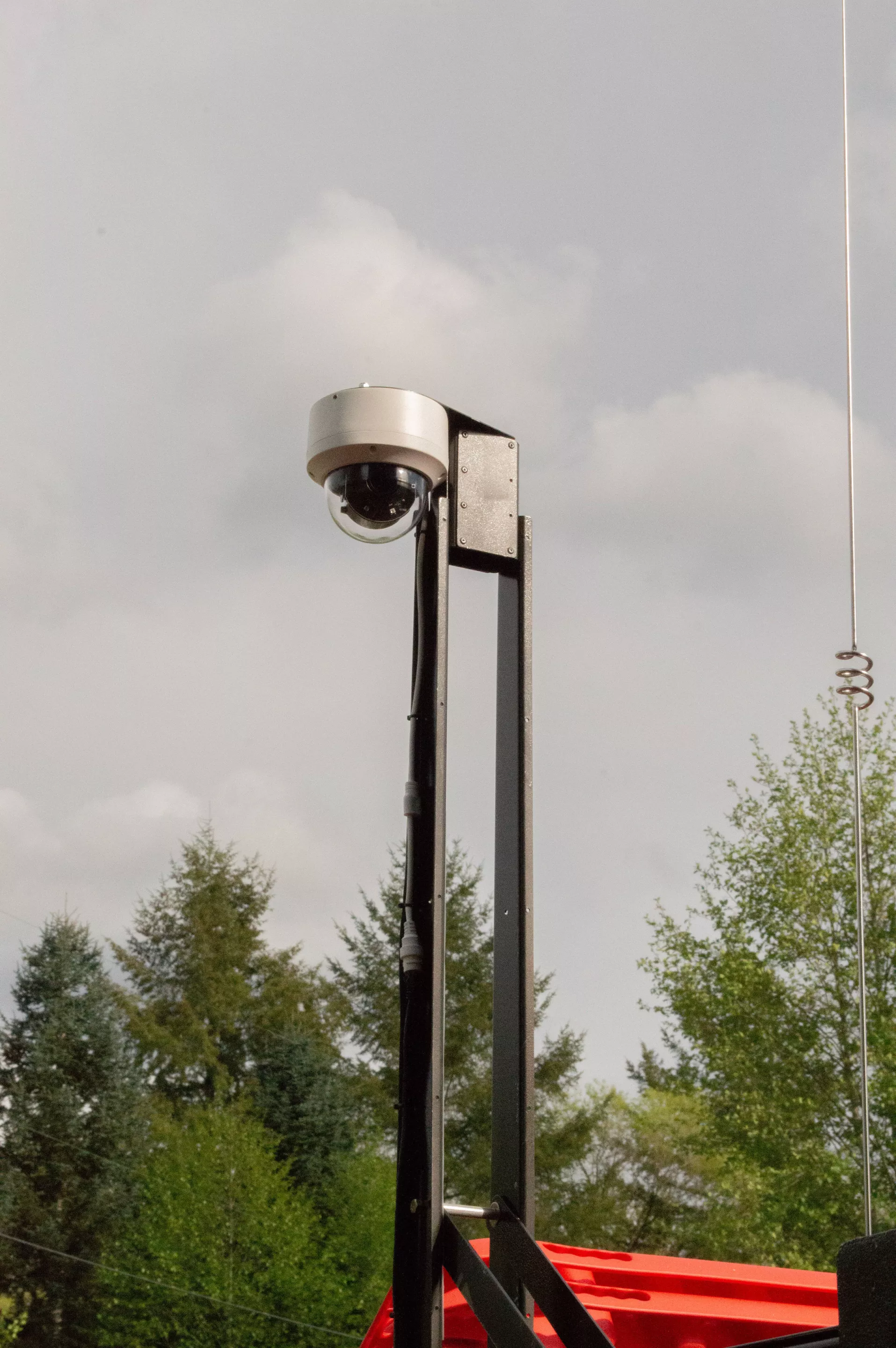 A deployable night vision camera gives campers eyes on their surroundings without having to open the door