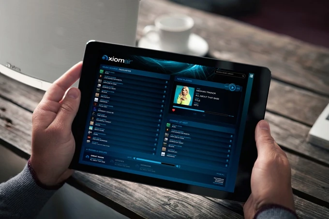 The AxiomAir broadcasts its own user interface to the source music device