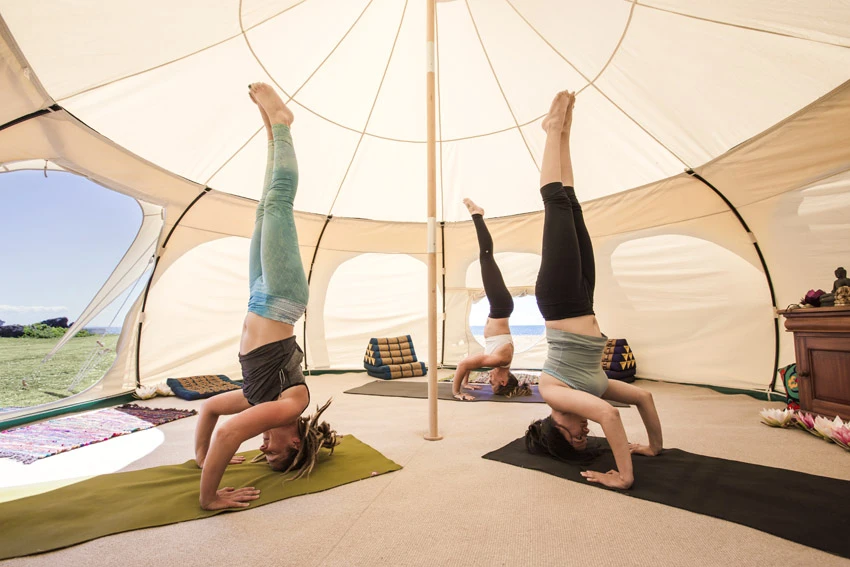 The Lotus Belle Outback Deluxe doubles as a portable yoga studio