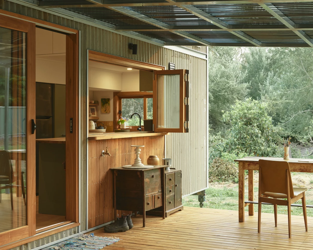The Caladenia tiny house comes with an optional deck area that expands living space outside