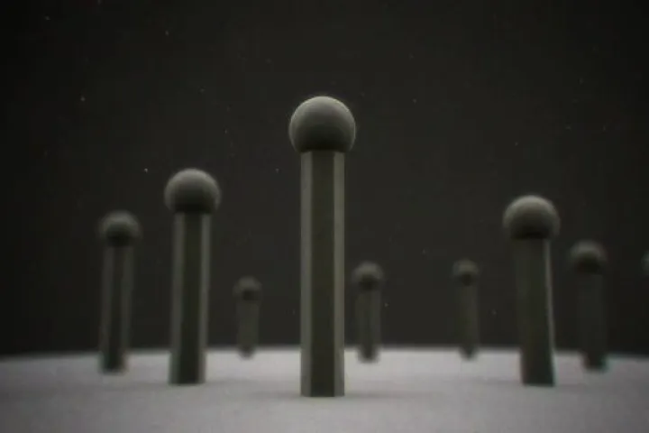 A rendering of the gallium/arsenic nanowires on the graphene substrate