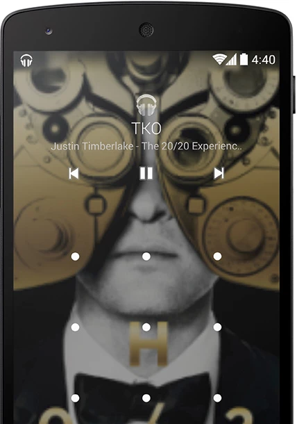 The new lock screen displays album art of currently playing media