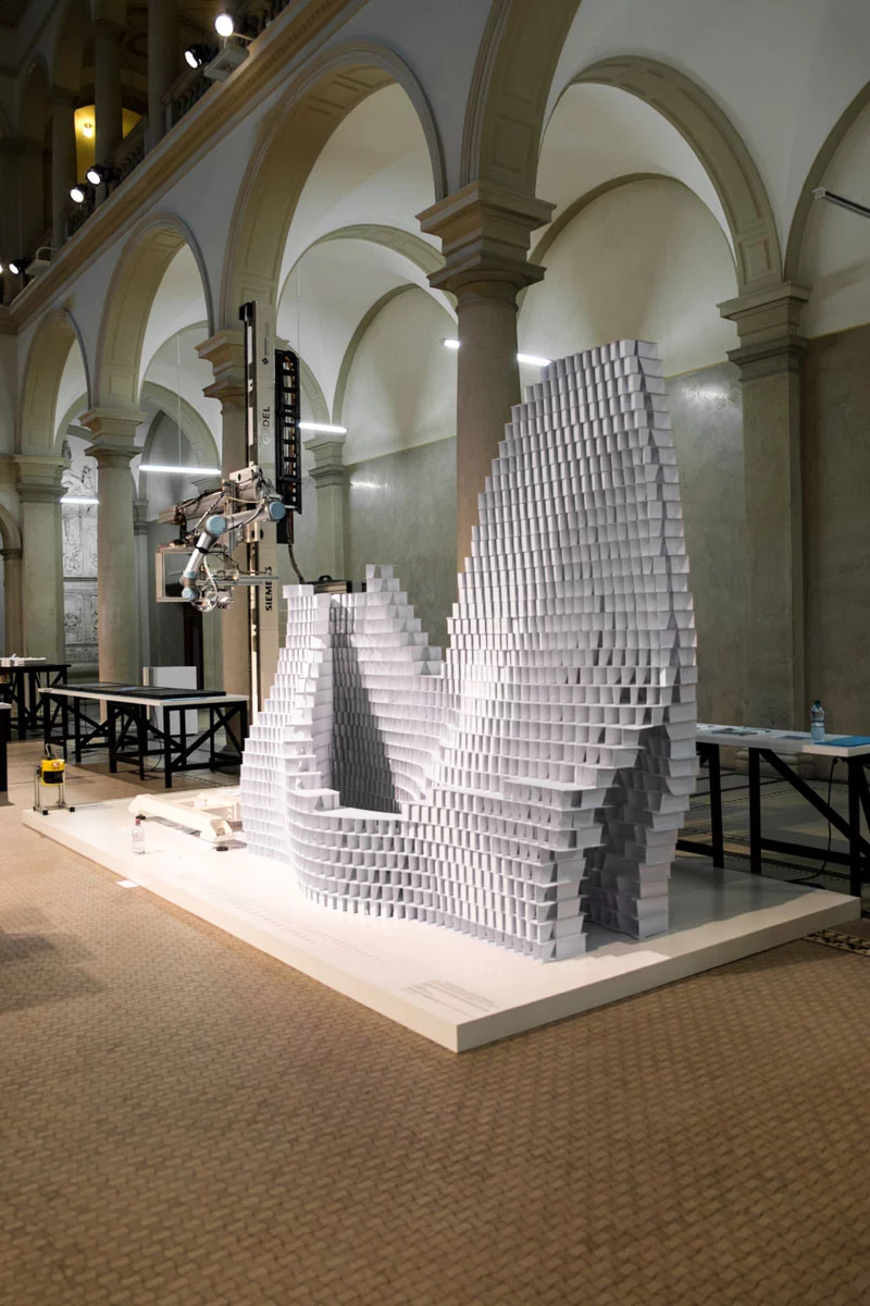 ETH researchers Gramazio and Kohler's robotic foldings project aimed "to create a multitude of unique interior spatial configurations by algorithmically controlling a large number of generic elements" (Photo: Gramazio Kohler Research, ETH Zurich)