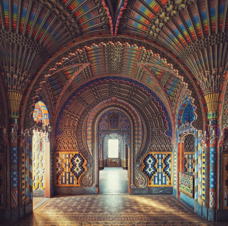 Peacock, by Gina Soden, was taken in Italy, with a Nikon D800. "A fine example of Moorish architecture - but in a castle in Italy. These rooms were all hand designed and painted by one man who had a vision to build this beautiful castle and open it as a hotel,” says the photographer