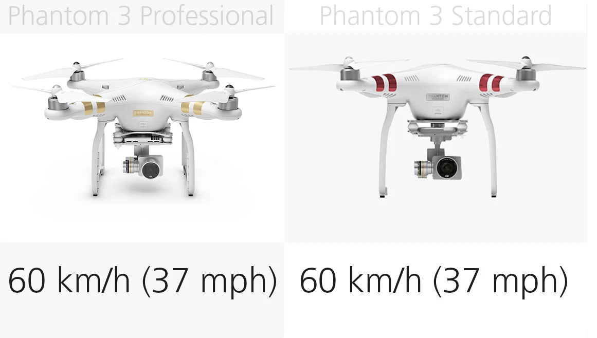 Top speed: Phantom 3 Professional and Standard