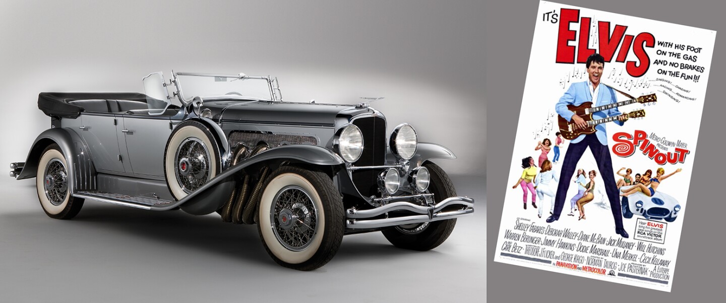 Although this 1929 Duesenberg Model J played only a minor role in the Elvis Presley movie Spinout, it sold for US$1,237,500 at RM Auctions' January Las Vegas sale in 2011.